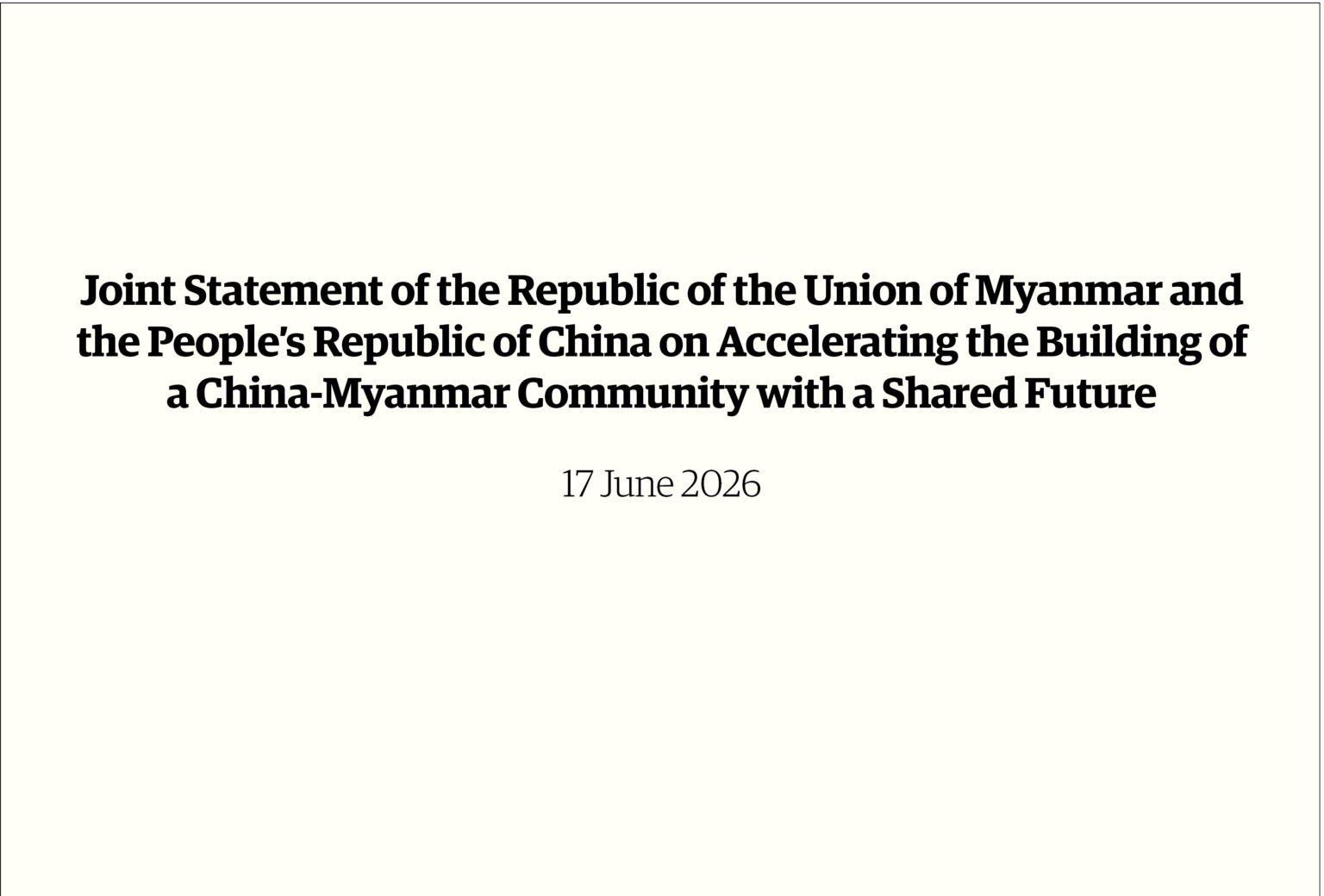 Joint Statement of the Republic of the Union of Myanmar and the People ...